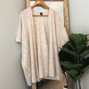 Cream Knit Cardigan with Multicolored Speckles